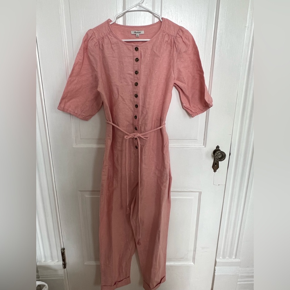 Madewell Pink Midi Dress with Button Detail